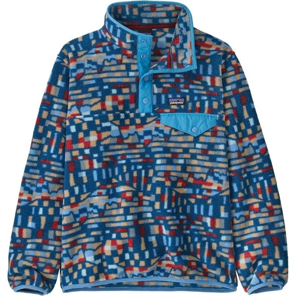 Patagonia Lightweight Synchilla Snap-T Pullover Kids' PATCHWORK BLUE NWT size 10 - Picture 1 of 5